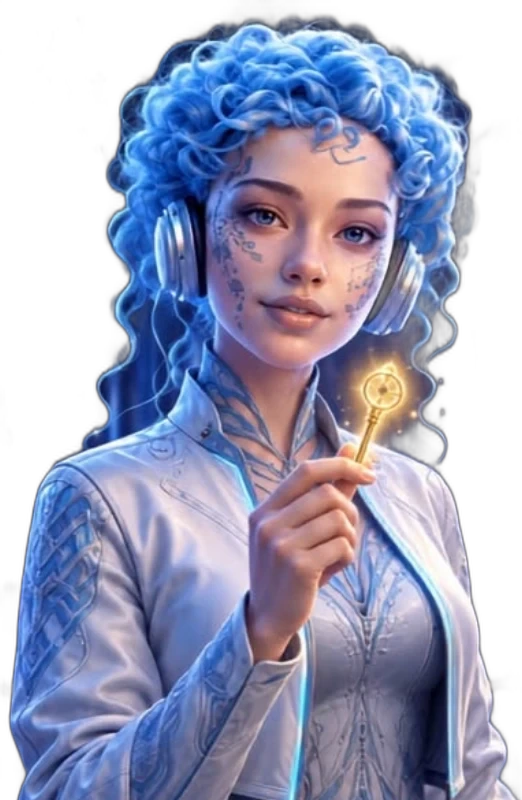 Pria, holding a glowing golden key
