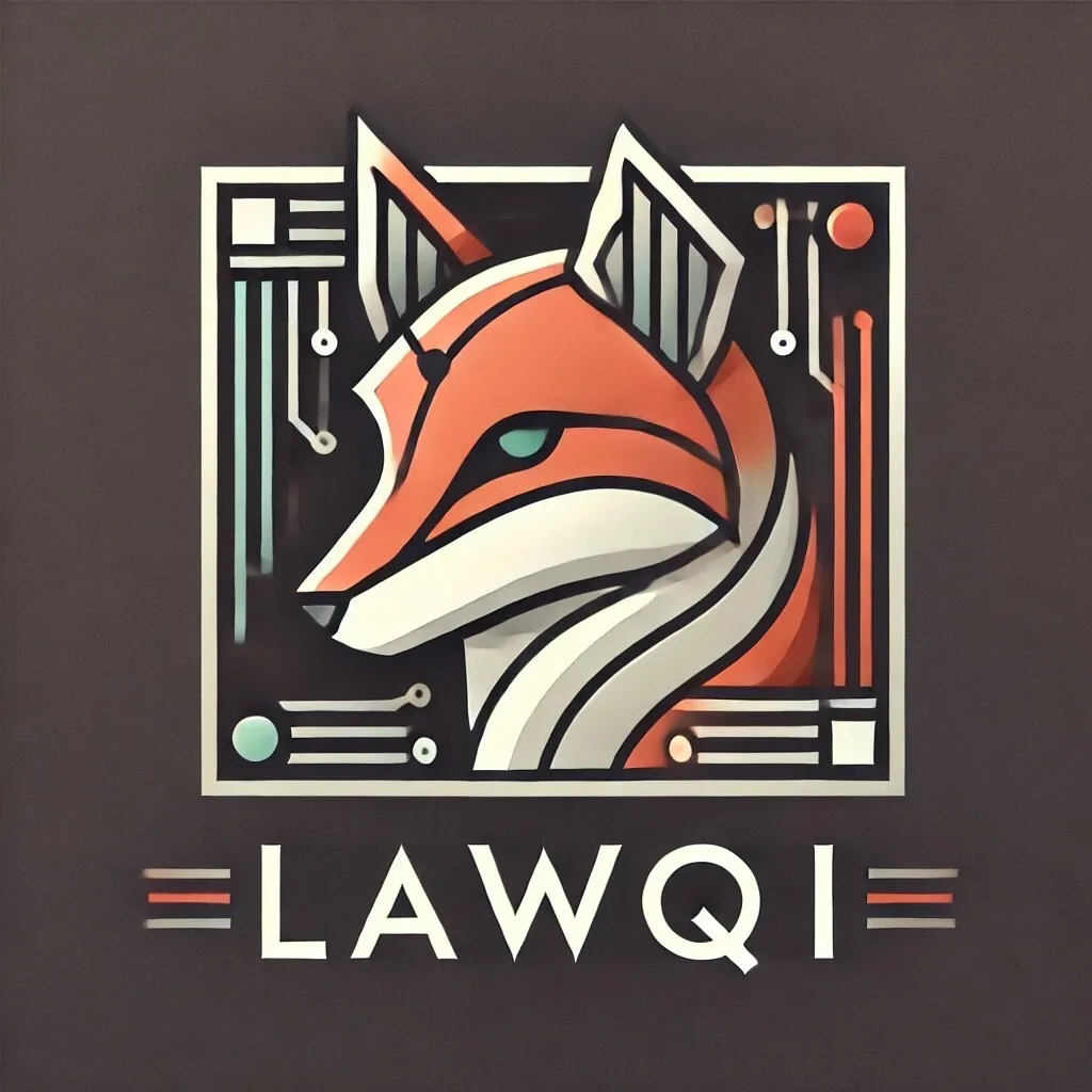LawQi mascot: a fox in a circuit-board frame