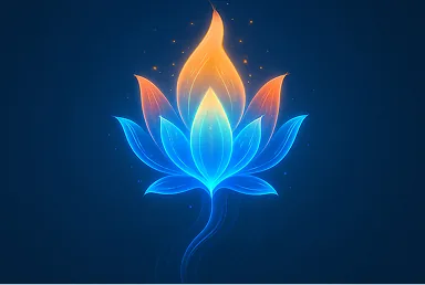 Azari: a glowing blue and orange lotus flower
